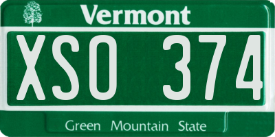 VT license plate XSO374