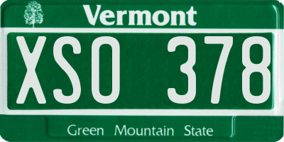 VT license plate XSO378