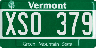 VT license plate XSO379