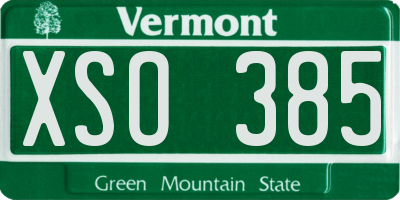 VT license plate XSO385