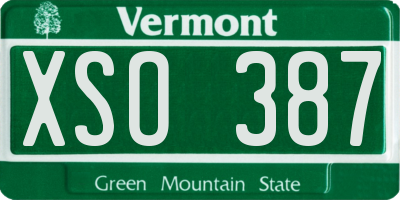 VT license plate XSO387