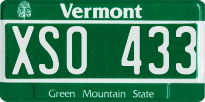 VT license plate XSO433