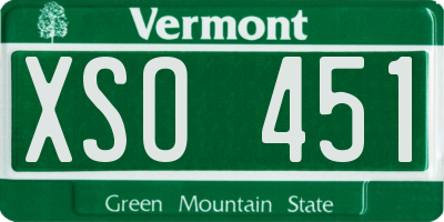 VT license plate XSO451