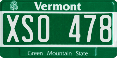 VT license plate XSO478