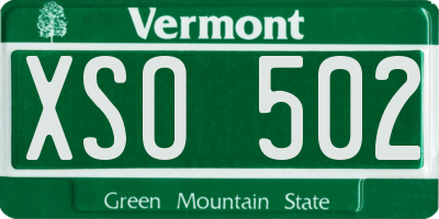 VT license plate XSO502