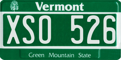 VT license plate XSO526