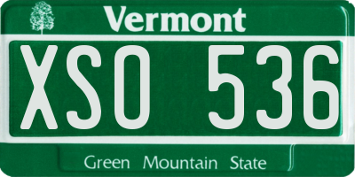 VT license plate XSO536