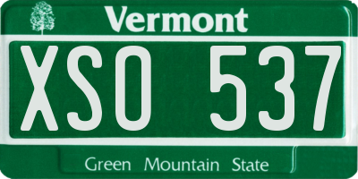VT license plate XSO537