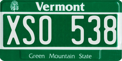 VT license plate XSO538