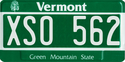 VT license plate XSO562