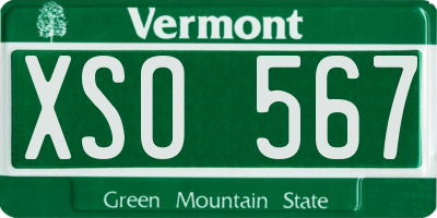 VT license plate XSO567