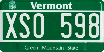 VT license plate XSO598