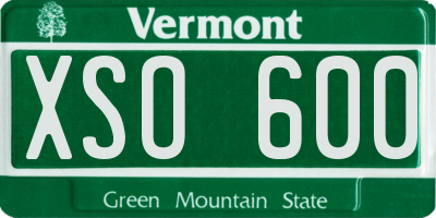 VT license plate XSO600