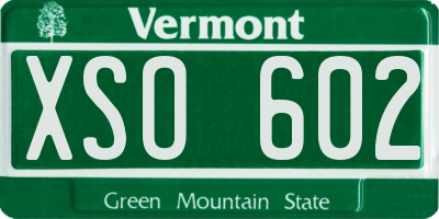 VT license plate XSO602