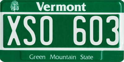VT license plate XSO603