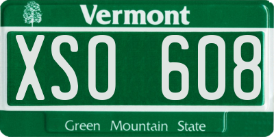 VT license plate XSO608