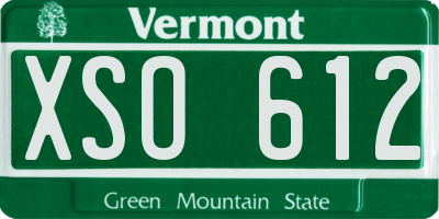 VT license plate XSO612