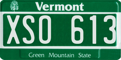 VT license plate XSO613