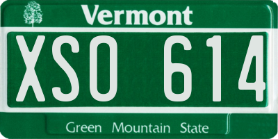 VT license plate XSO614