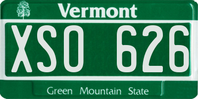 VT license plate XSO626