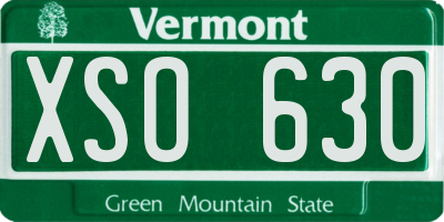 VT license plate XSO630