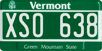 VT license plate XSO638