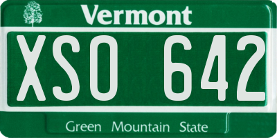 VT license plate XSO642