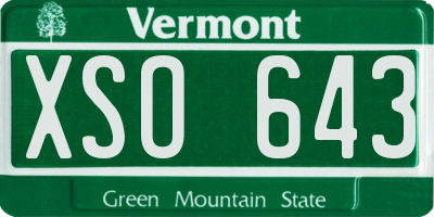 VT license plate XSO643
