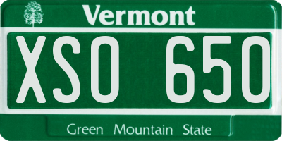 VT license plate XSO650