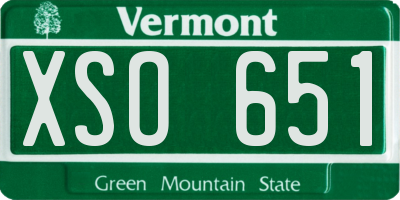 VT license plate XSO651