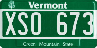 VT license plate XSO673