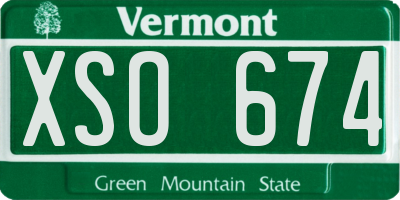 VT license plate XSO674