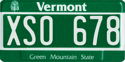 VT license plate XSO678