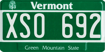 VT license plate XSO692