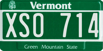 VT license plate XSO714