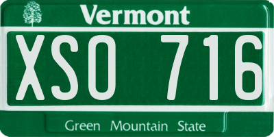 VT license plate XSO716