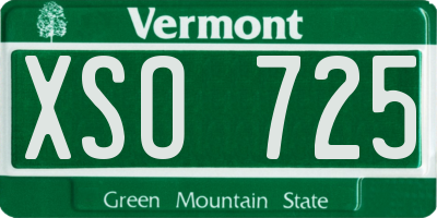 VT license plate XSO725