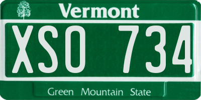 VT license plate XSO734