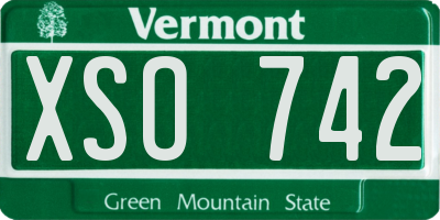 VT license plate XSO742