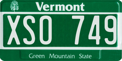 VT license plate XSO749