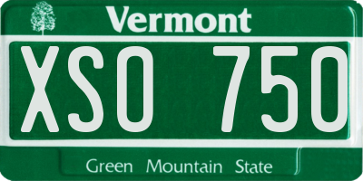VT license plate XSO750
