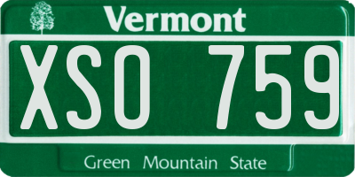 VT license plate XSO759