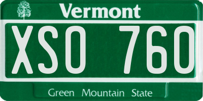 VT license plate XSO760