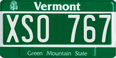VT license plate XSO767