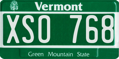 VT license plate XSO768