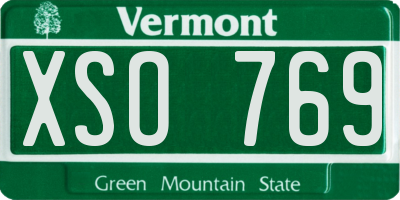 VT license plate XSO769
