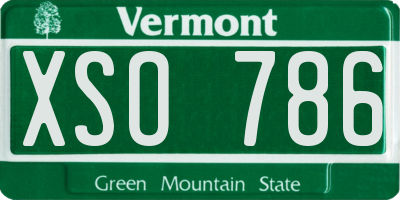 VT license plate XSO786