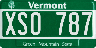 VT license plate XSO787