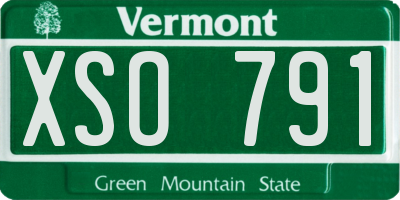 VT license plate XSO791