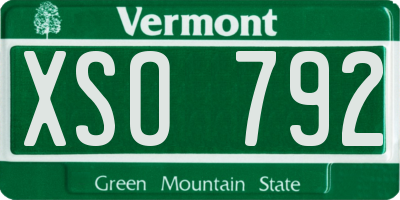 VT license plate XSO792